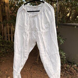 White Linen Pull-On Pants (Minimal / Relaxed Fit)